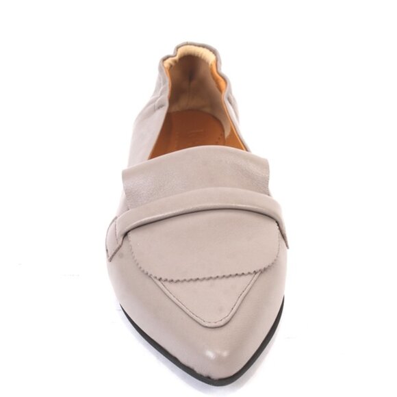 Kapogiro 204a Gray Leather Pointy Flat Shoe
